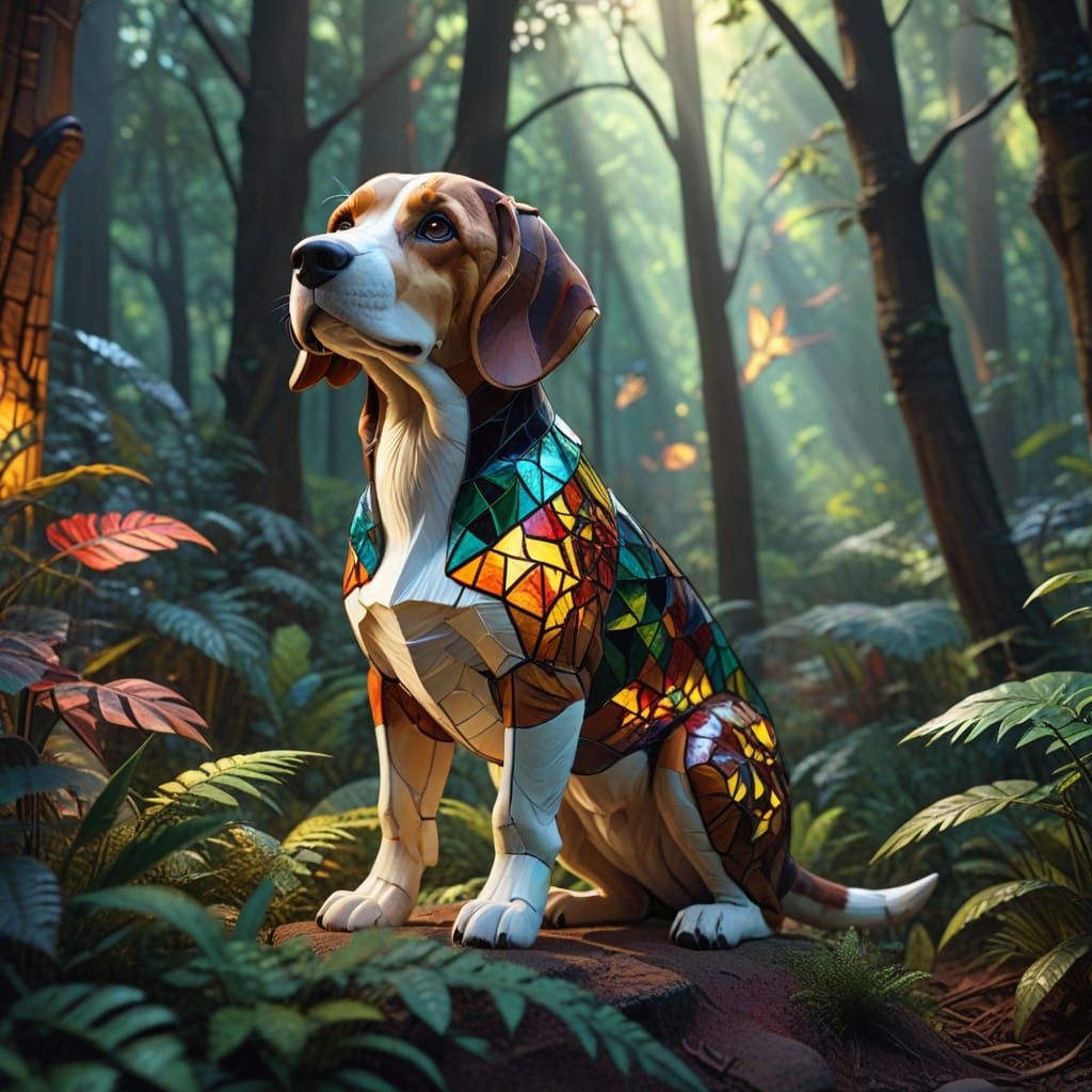 stained glass beagle