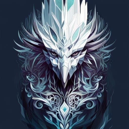 Detailed Silver and White Raven Digital Painting