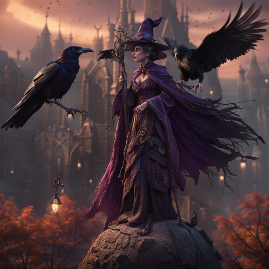 Witch and Raven: Detailed Fantasy Matte Painting