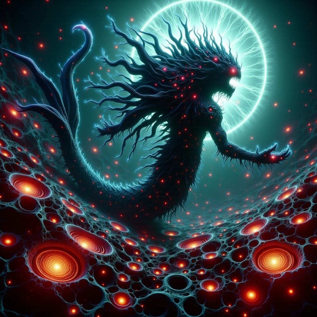 Sinister Mermaid with Coral Texture in Hyperrealistic Style