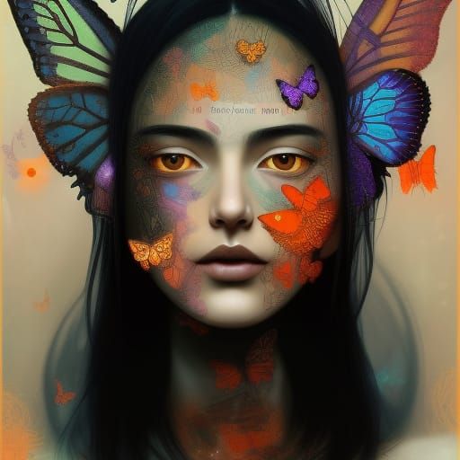 Woman with Butterflies Digital Art
