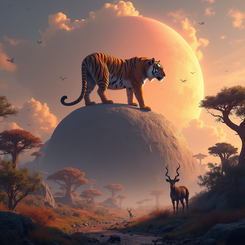 Tigerlöwe Astronaut of the Ancient Asteroid Jungle