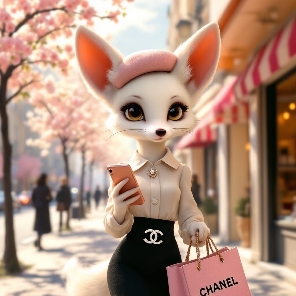Parisian Chic Fennec Fox Embodies Effortless Style