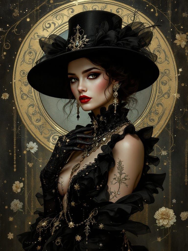 Luxurious Gothic Queen in Ornate Elegance