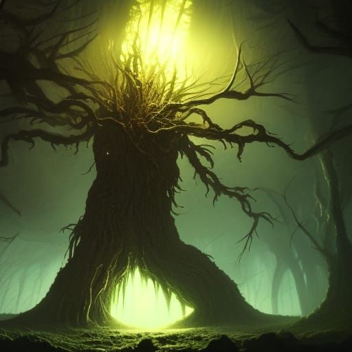 Vibrant Dark Fantasy Entity Glows with Visceral Intensity