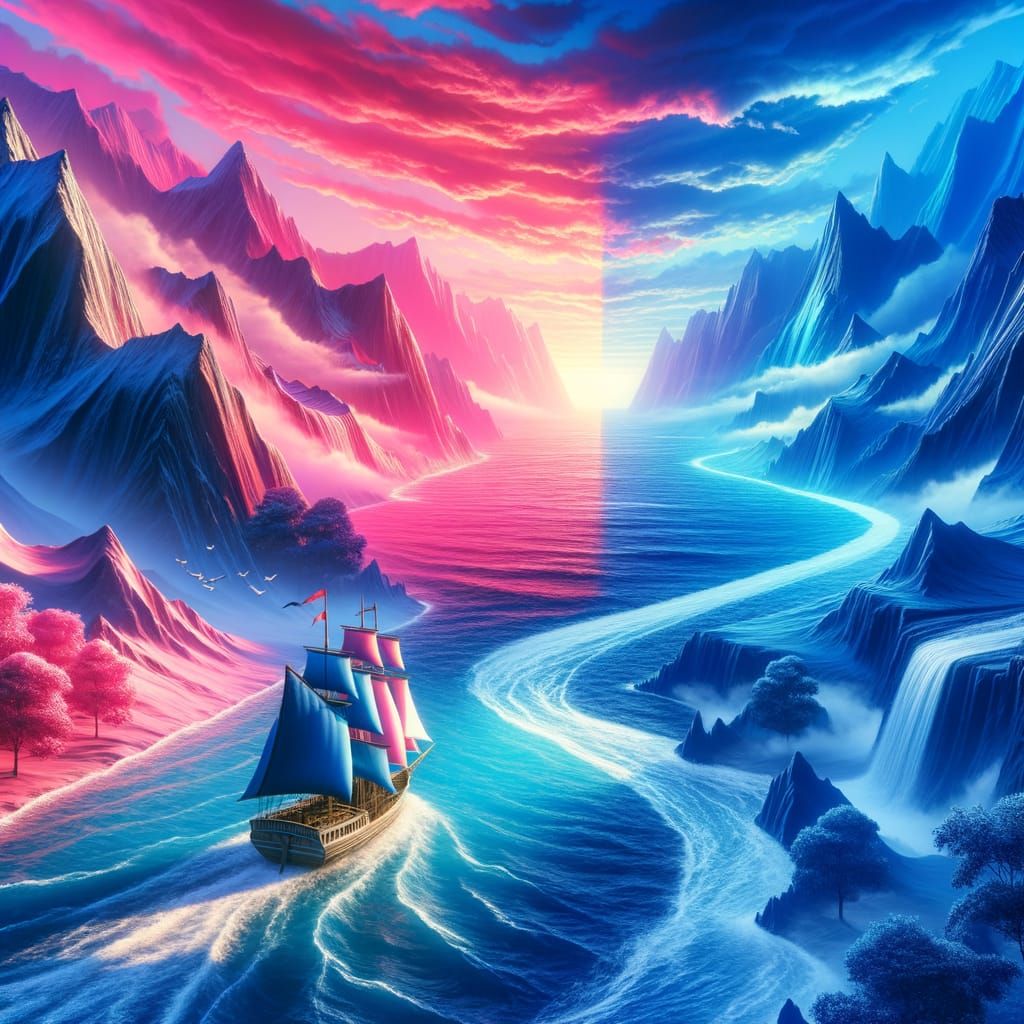 Sailing Boat at World's Edge: A Cinematic Painting