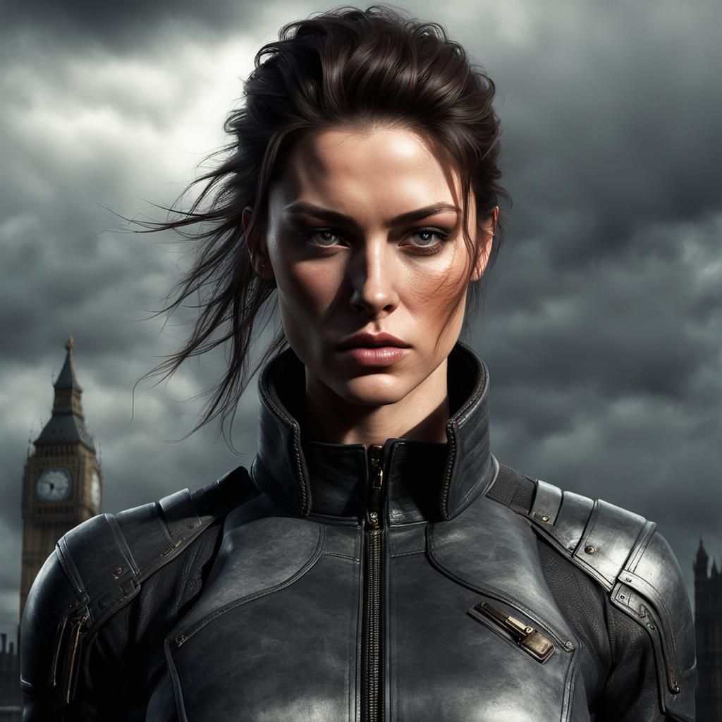 Female Gang Leader in 1814 London, Hyperrealistic Style