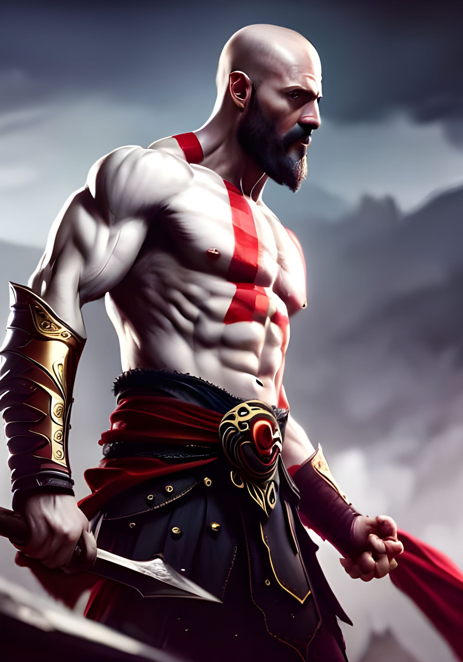 Detailed 3D Render of Kratos, God of War