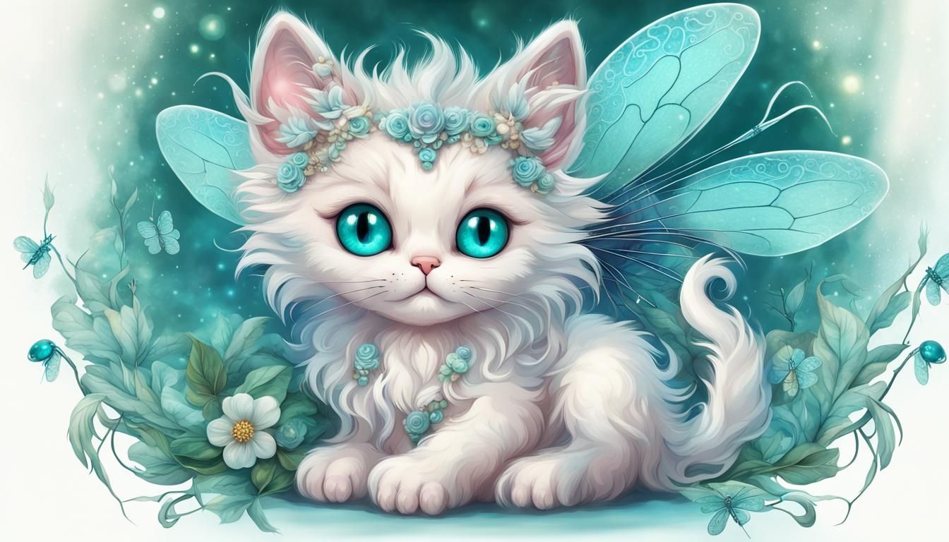 Bébé chat aux ailes