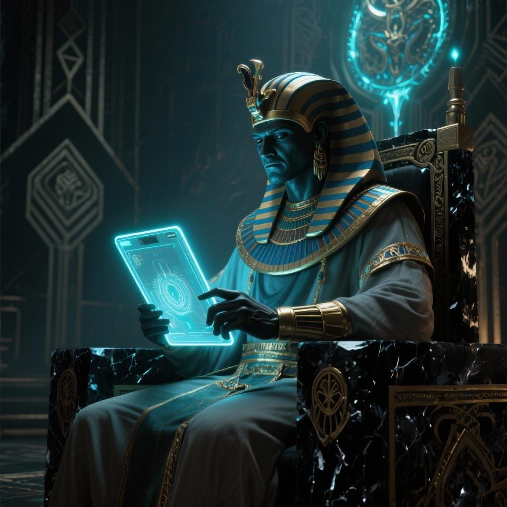 Egyptian Royal Figure with Tablet in Gothic Style