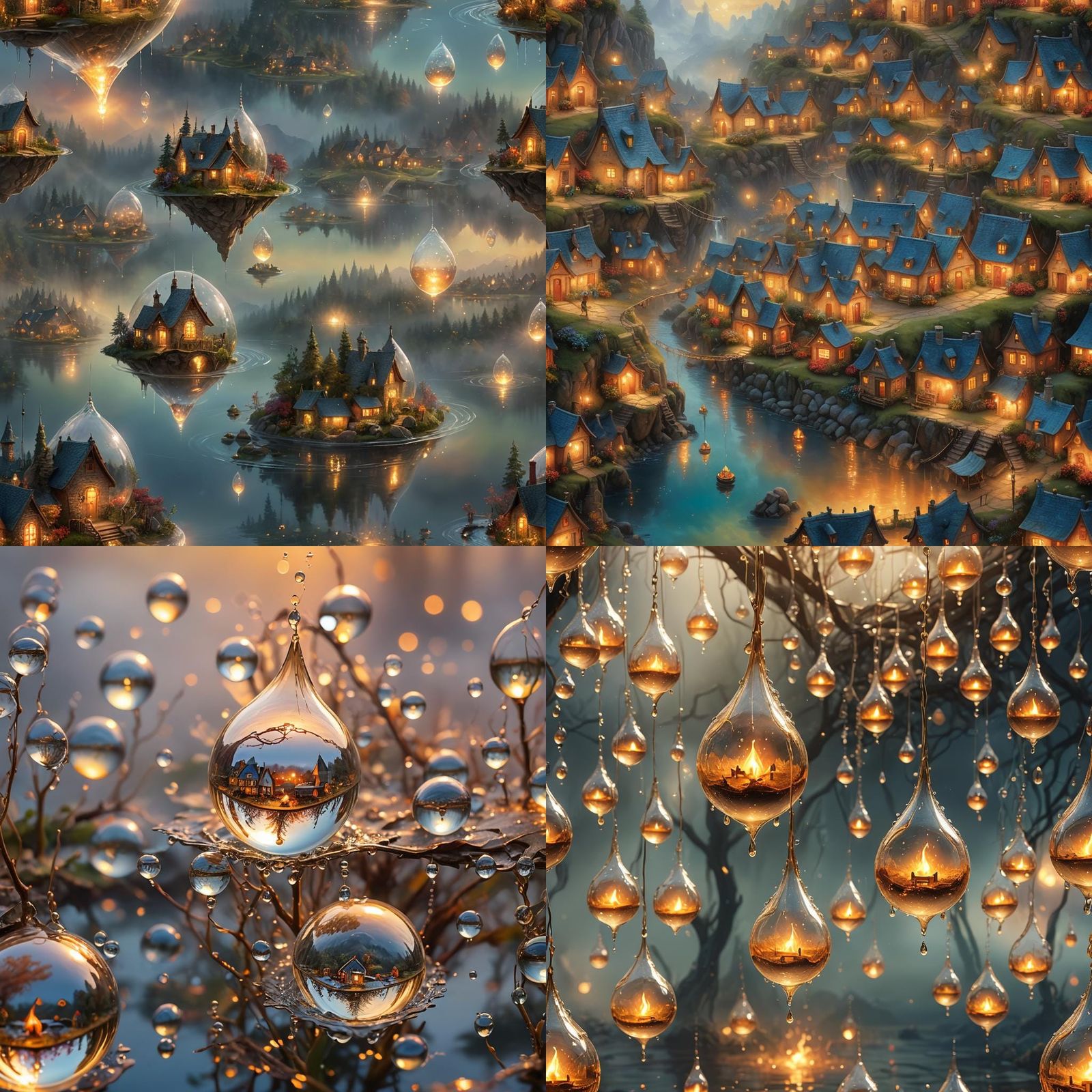 Village of Fire Inside a Water Drop