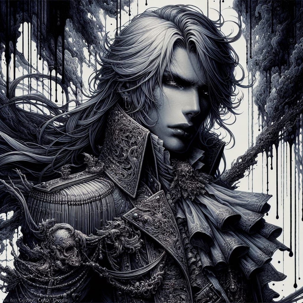 Gothic Vampire Lord in Hyperrealistic Graphic Novel Style