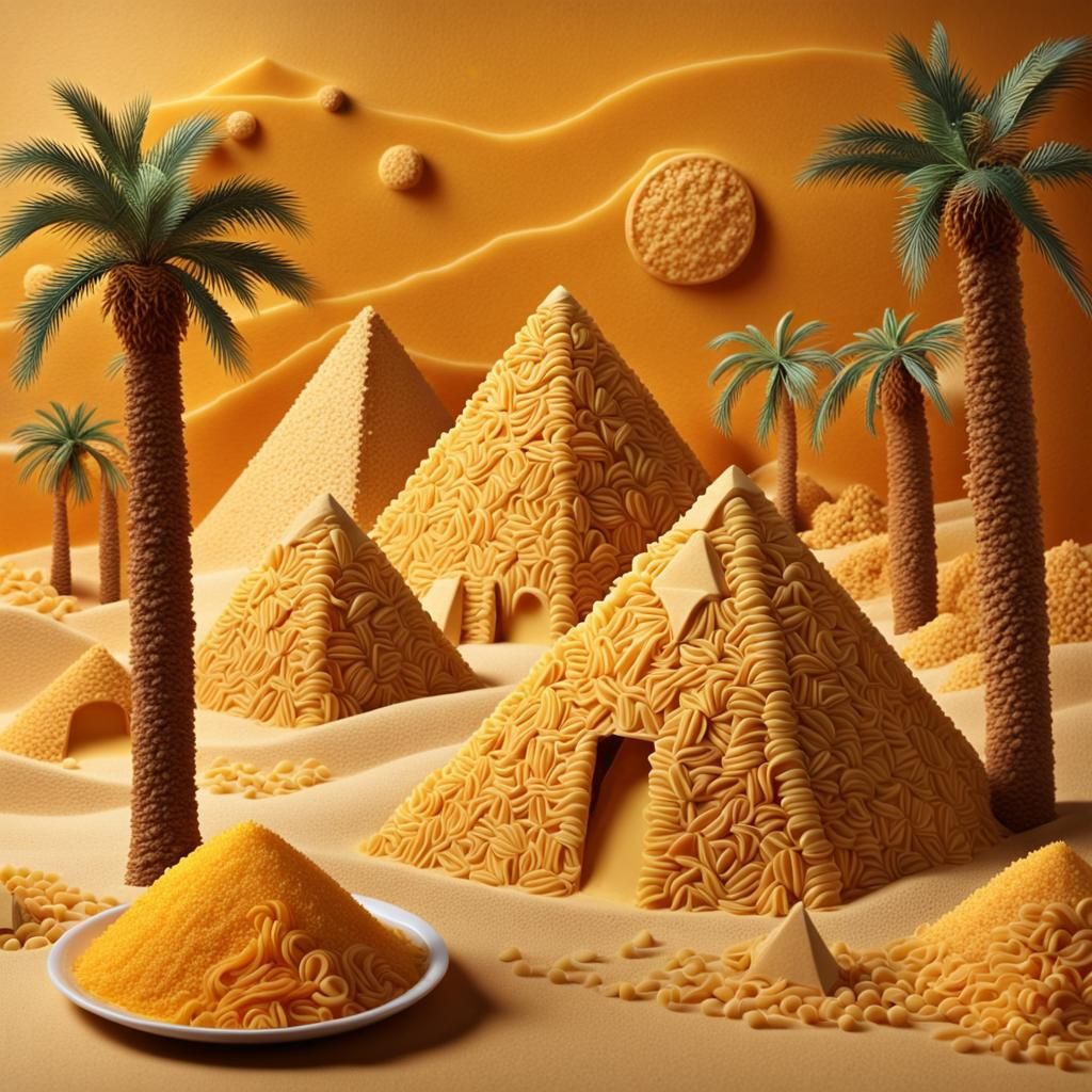 Surreal Cereal and Cheese Desert Landscape