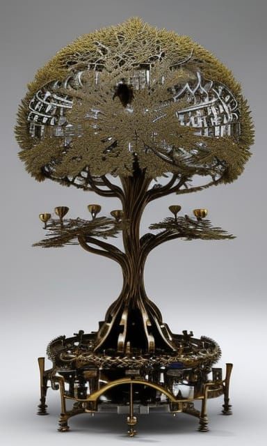 Steampunk Tree in Silver and Bronze