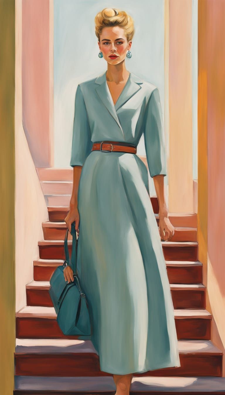 Elegant Blonde in Dior: A Mid-Century Portrait