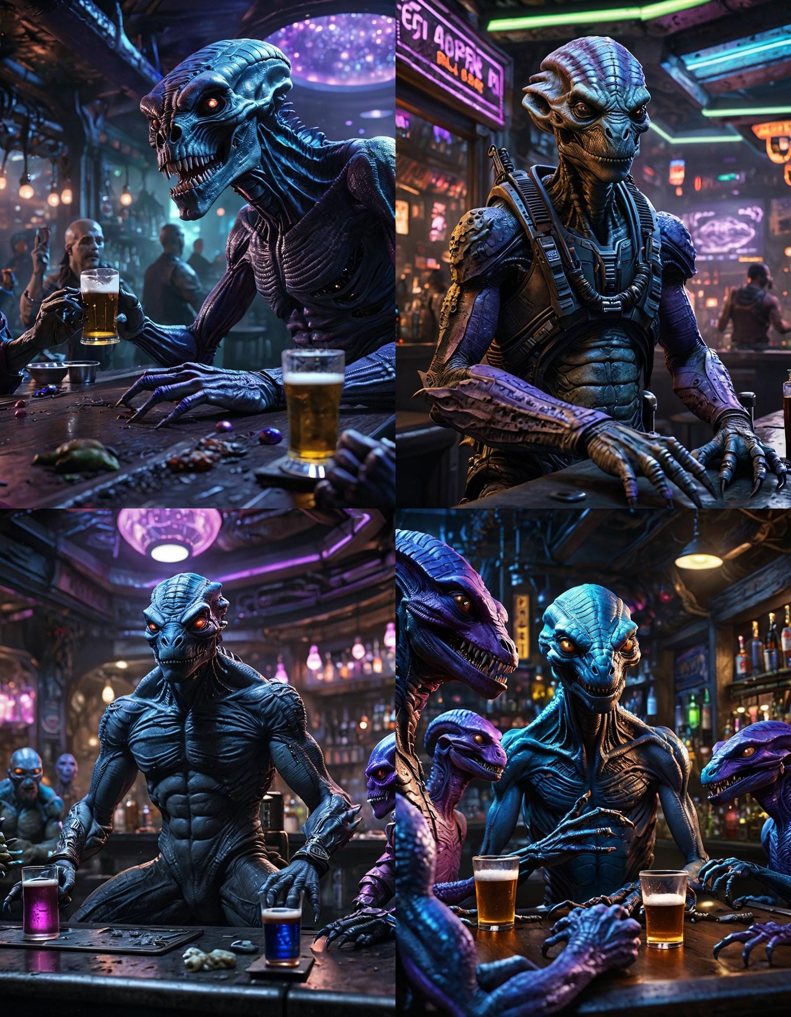 Cybernetic Reptilian Alien Telling War Story