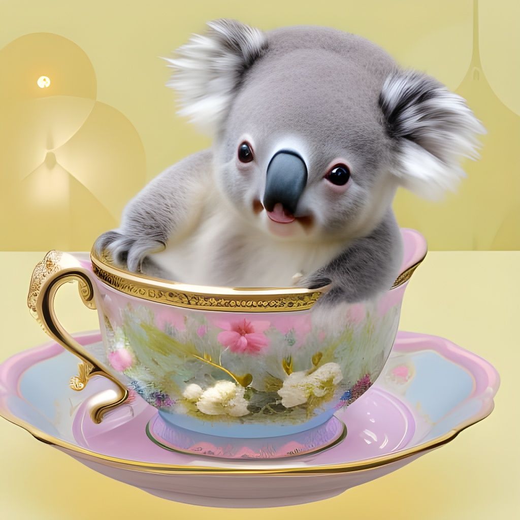 Cute koala 🐨 resting inside of a teacup ☕