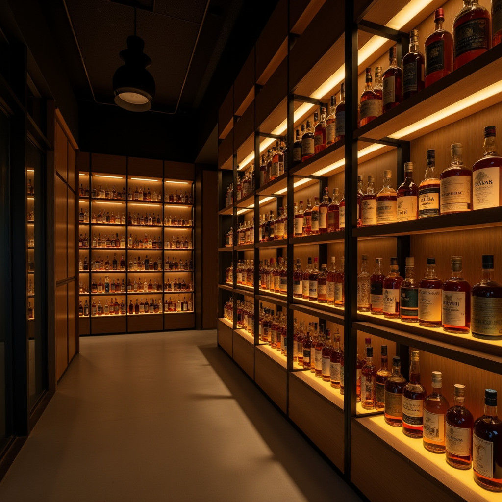 Modern Whiskey Library with Modular Shelving