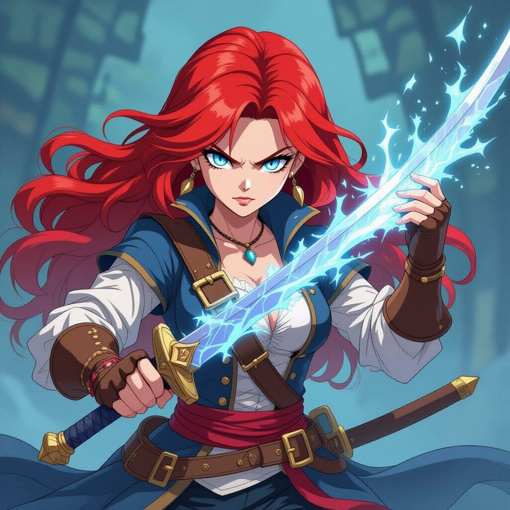 Anime Pirate Princess Wields Magical Sword