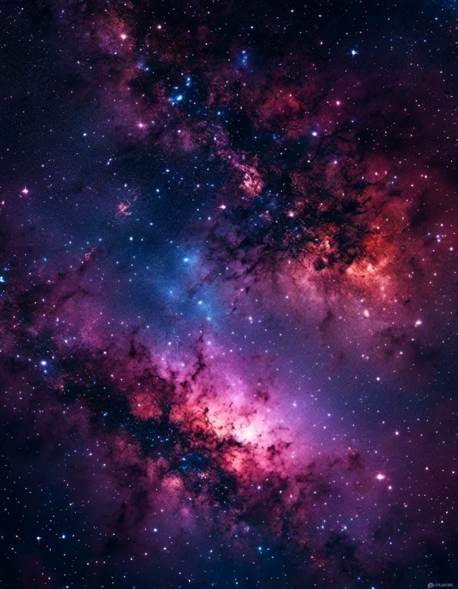 Colorful Winter Night Sky Over Galaxy