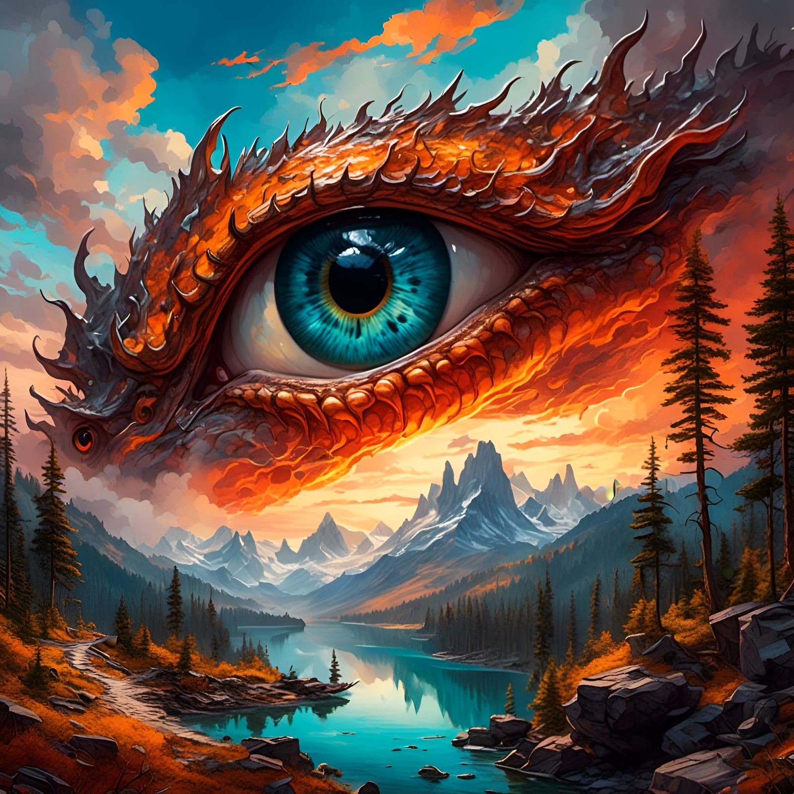 Surreal Eye Portrait in Detailed Digital Painting Style