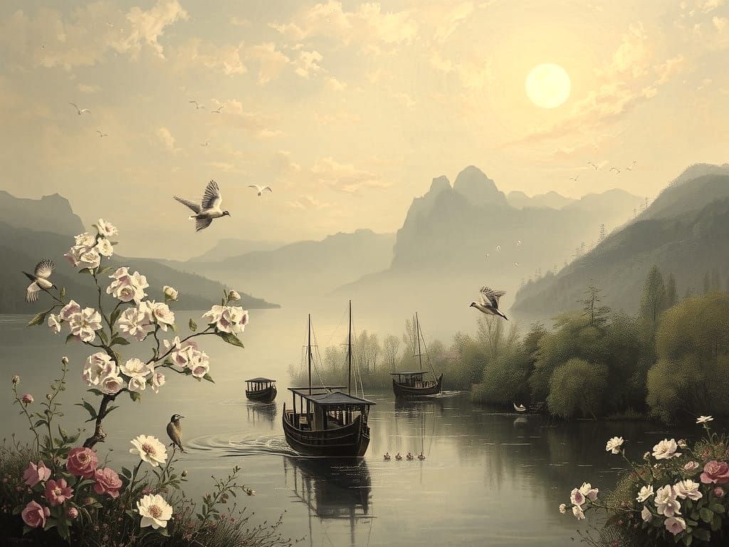 Romantic Moonlit Scene Over Jiang River