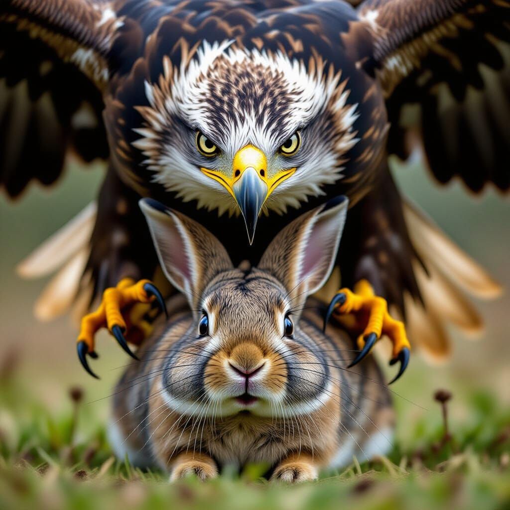 Eagle Hunting Rabbit: A Moment Before Impact