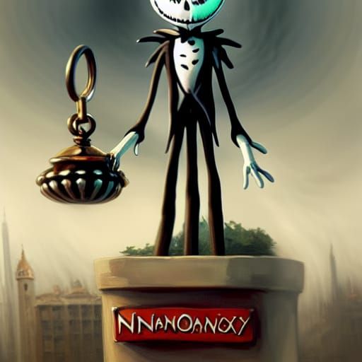 Jack Skellington Plays Monopoly: Dark Fantasy Art