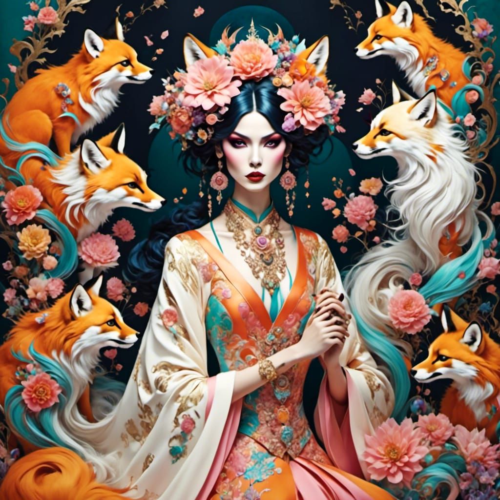 AI Generated Kitsune Girl Portrait