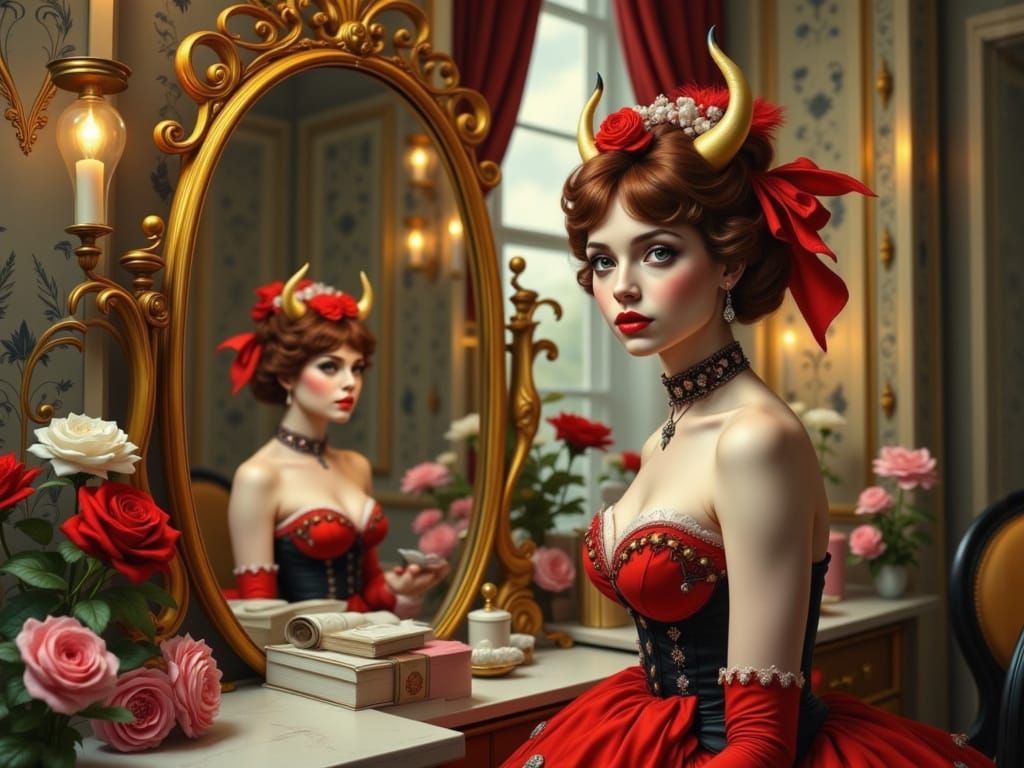 Surreal Burlesque Cow in Dressing Room, Pop Art Style