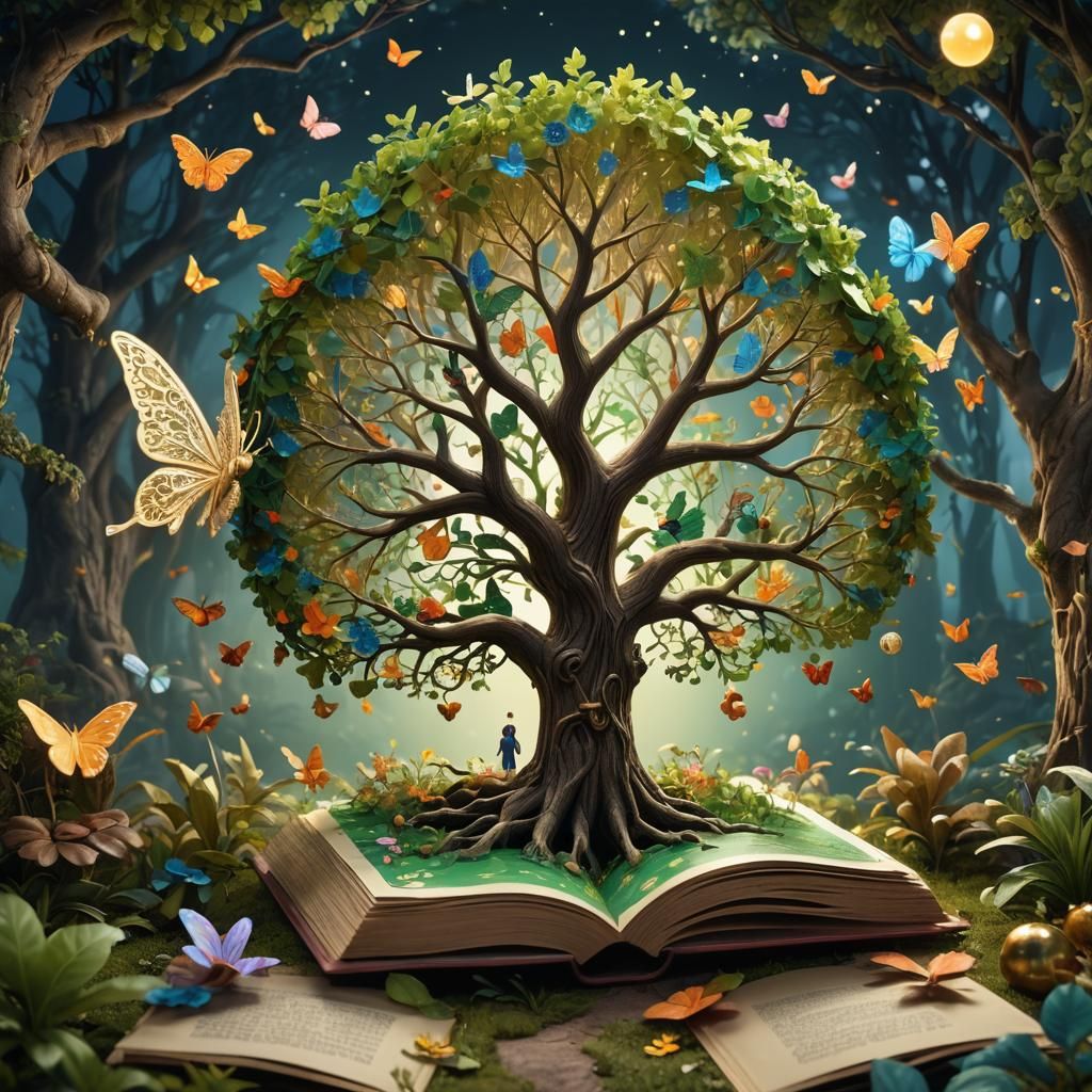 A pop up book with the tree of life popping up from the book
