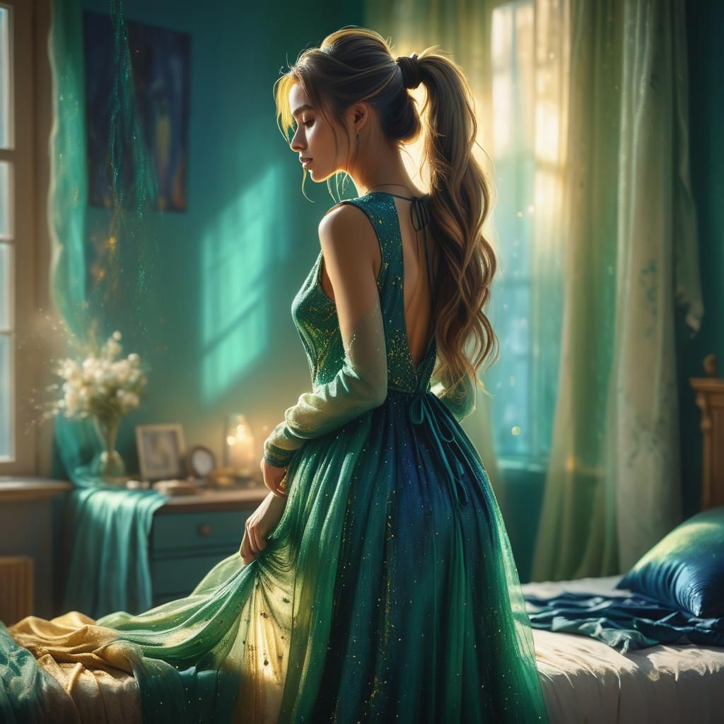 Girl Making Dress: Fantasy Concept Art