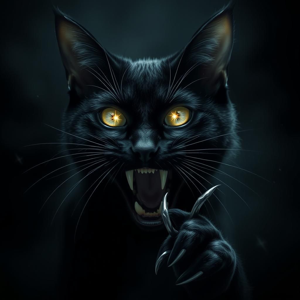 Mysterious Black Cat with Sparkling Eyes