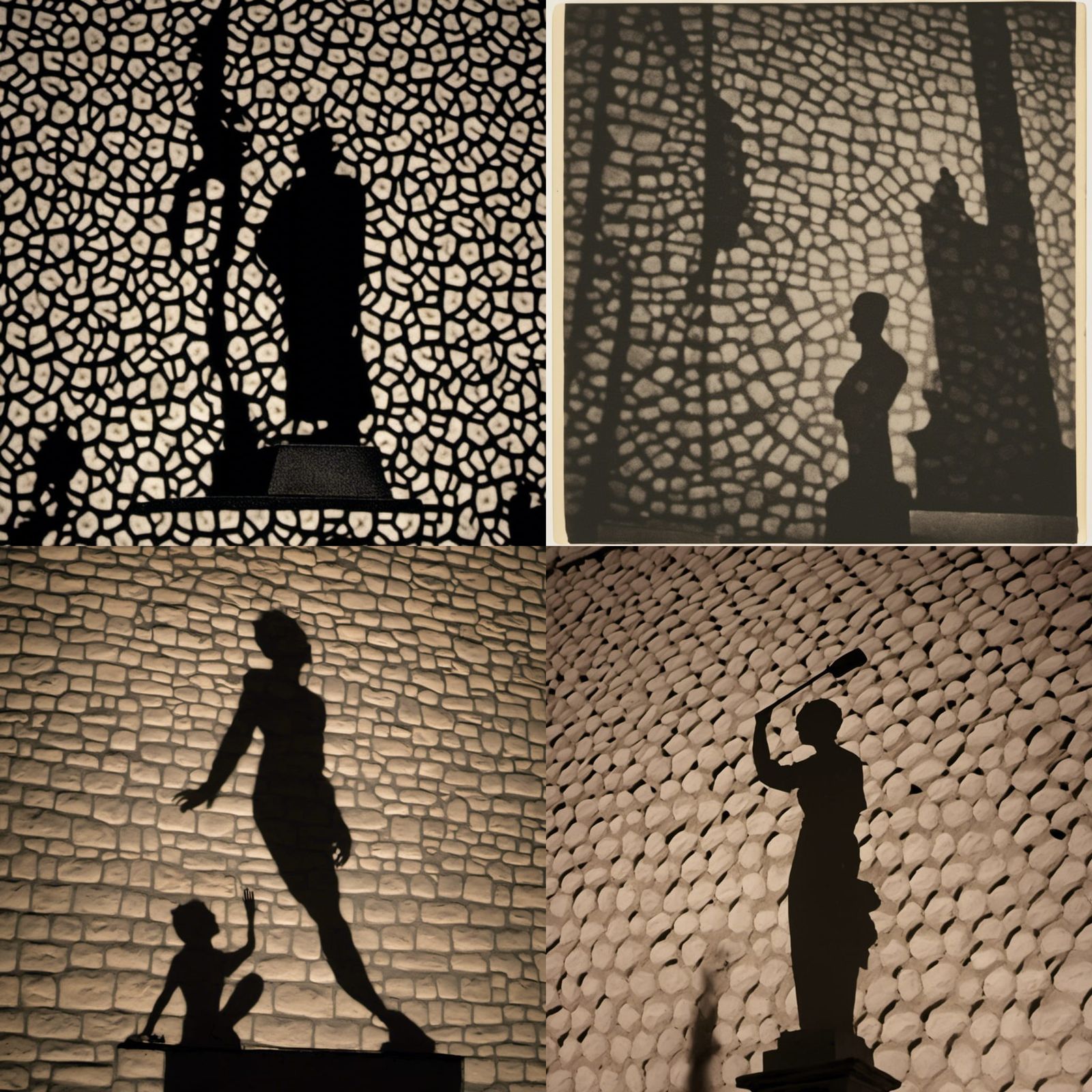 Statue Shadow on Wall at Night