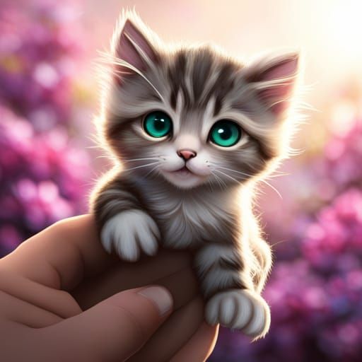 Cute Kitten Sticker for DIY, Detailed Matte Painting