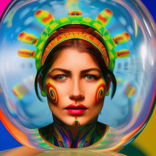 Aztec Woman in Psychedelic Bubble: Portrait Photography
