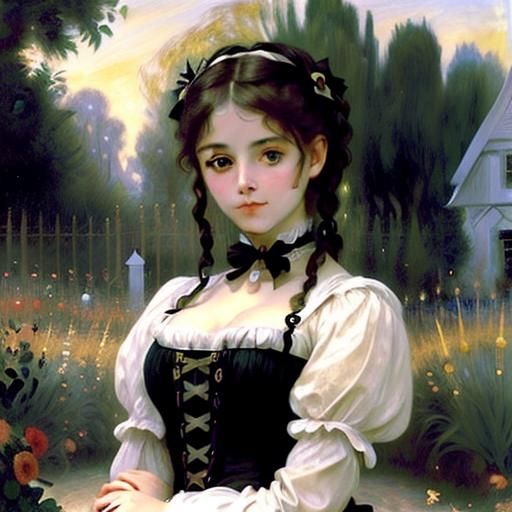 Gothic Victorian Cottage Garden in Golden Hour Light