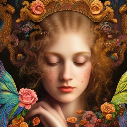 Psychedelic Rococo Portrait of a Beautiful Girl