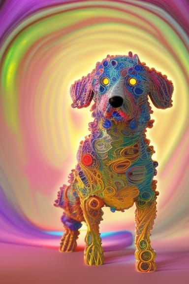 Muddy Dog in Surreal Digital Art Style