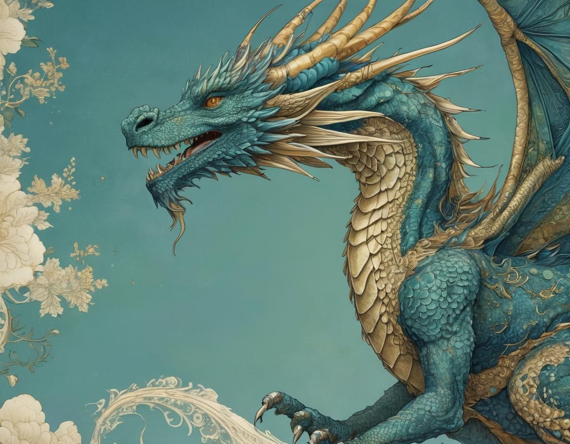 Majestic Celestial Dragon in Ethereal Blue
