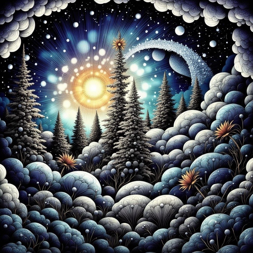 Moody Industrial Dreamscape in Neon Style