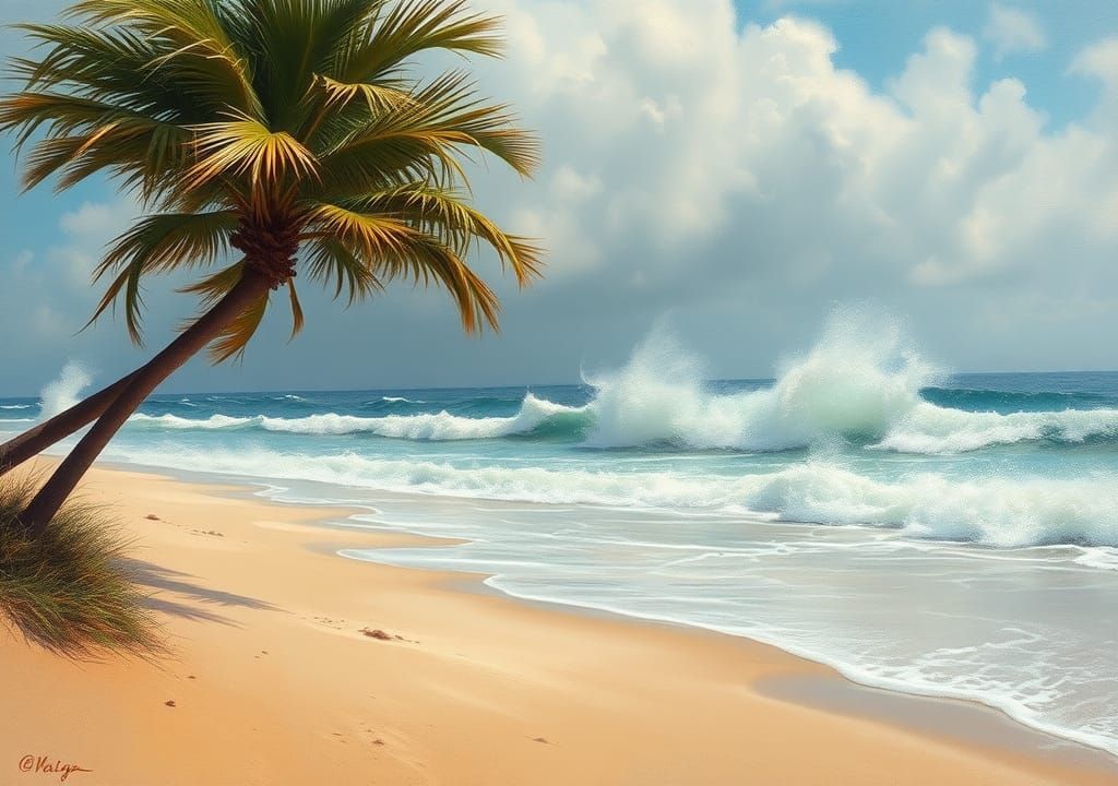 Wind Sweeping Beach: Dramatic Coastal Landscape