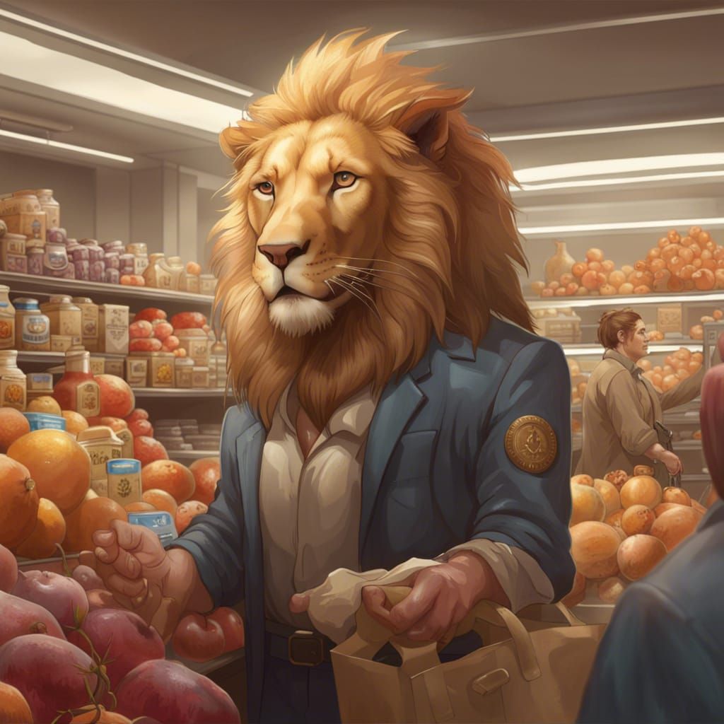 Mr Lion Doing His Weekly Shopping