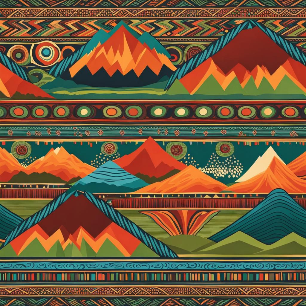 Mountain River Tribal Circle: Colorful Design