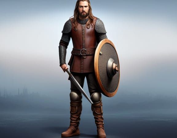 Viking Warrior Overlooking City