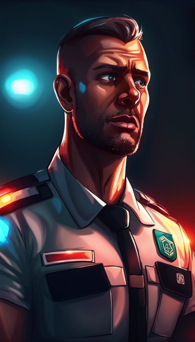 Emotional Male Paramedic in Uniform