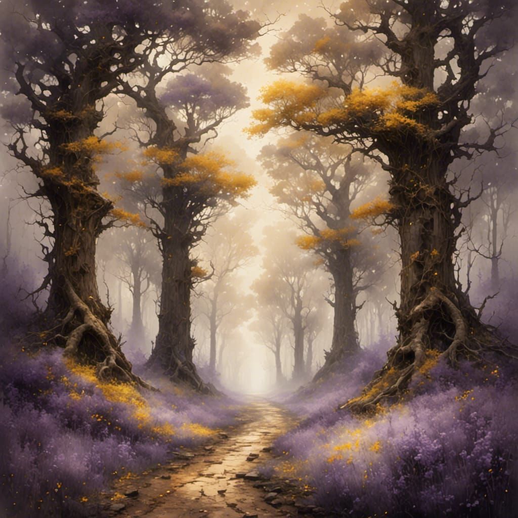 Fairyland Glimpse Between Ancient Oak Trees