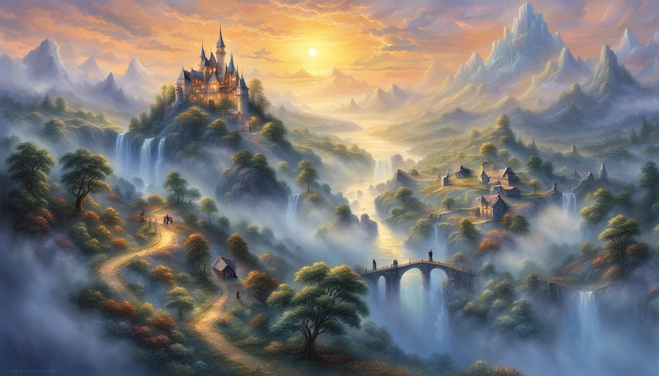 Ethereal Fantasy Adventure in Hyperdetailed Mist