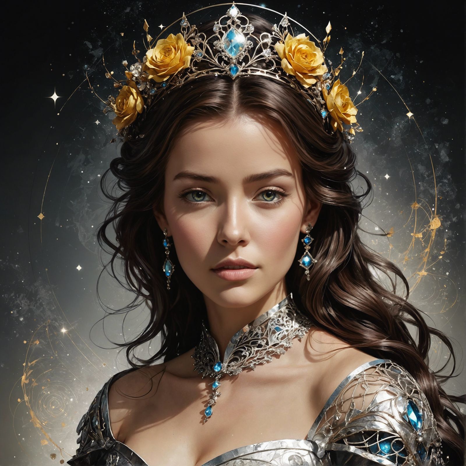 Princess Belle Portrait with Silver Filigree Details