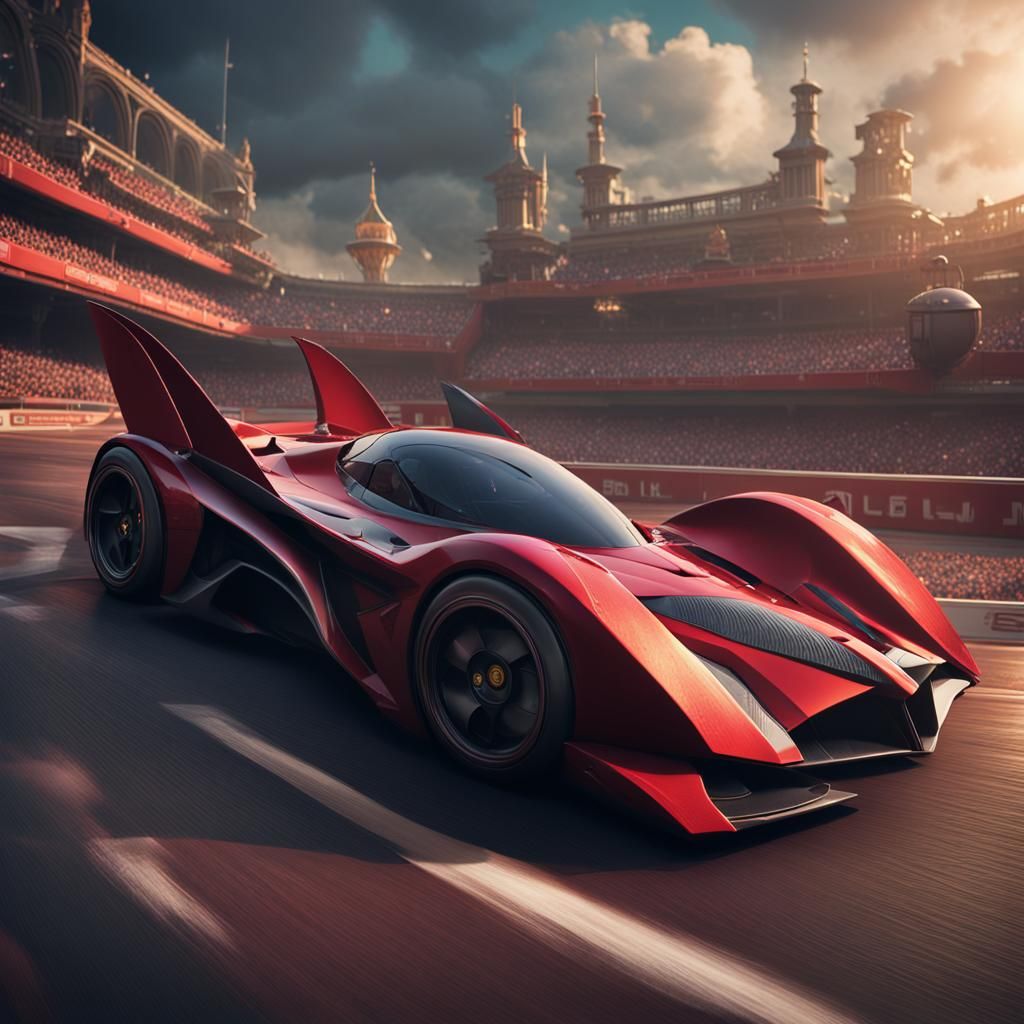 Alfa Romeo Bat Car Sports Race: Detailed Matte Painting